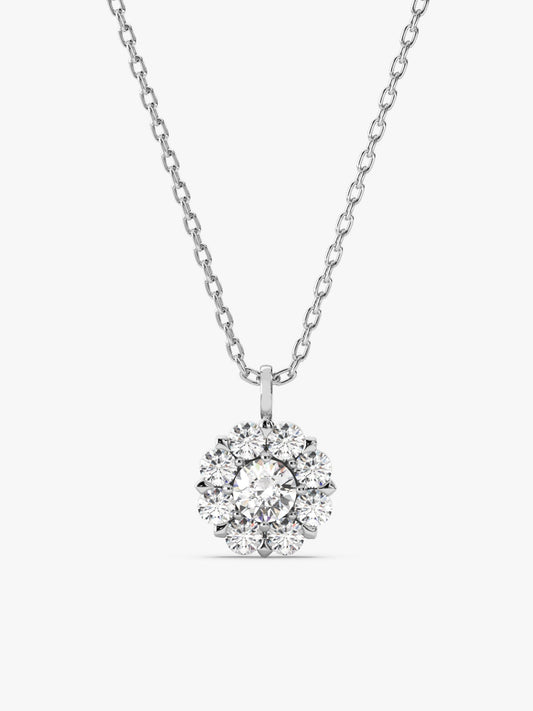 Silver Twofold Solitaire Pendant With Link Chain