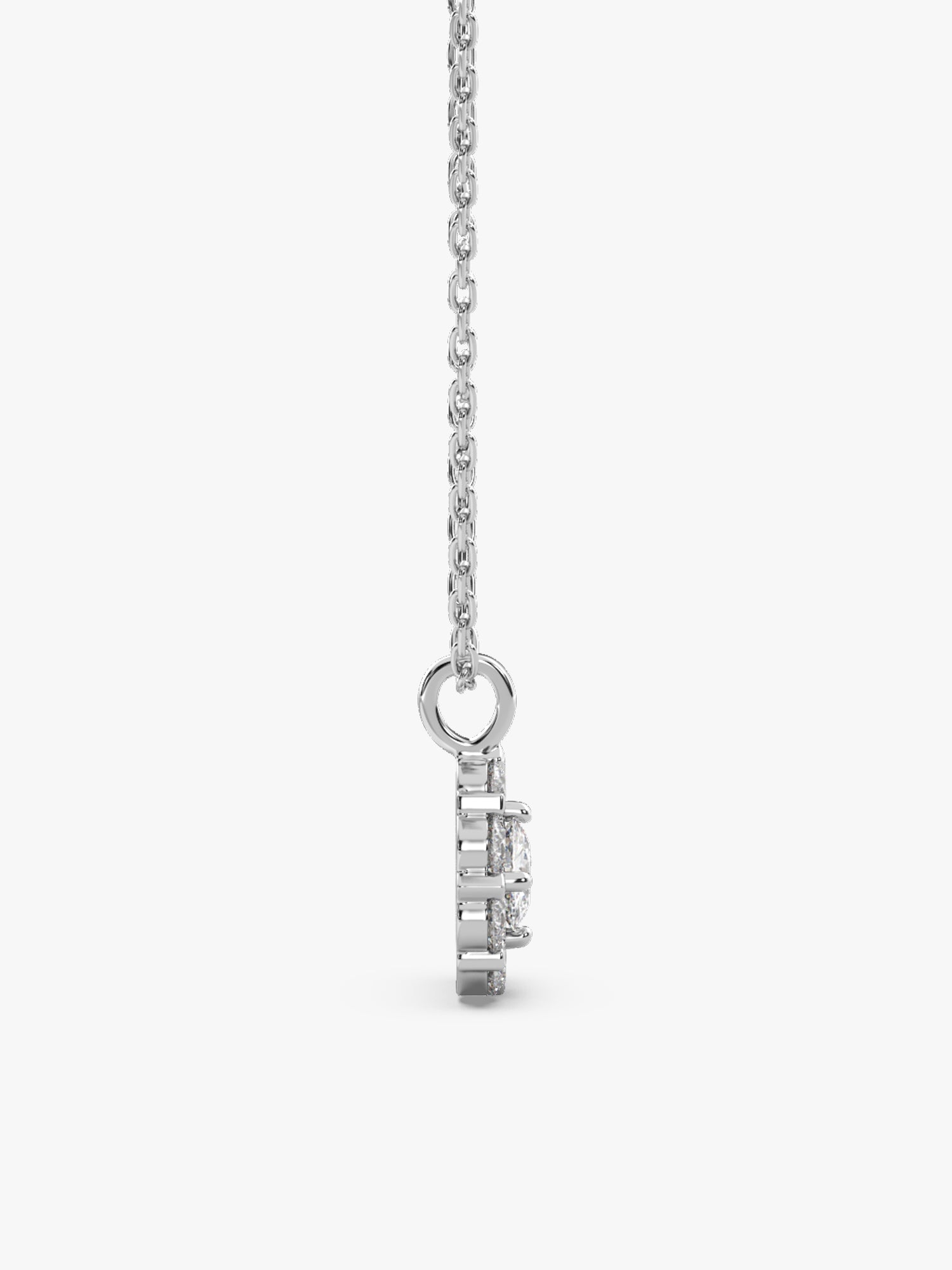 Silver Twofold Solitaire Pendant With Link Chain