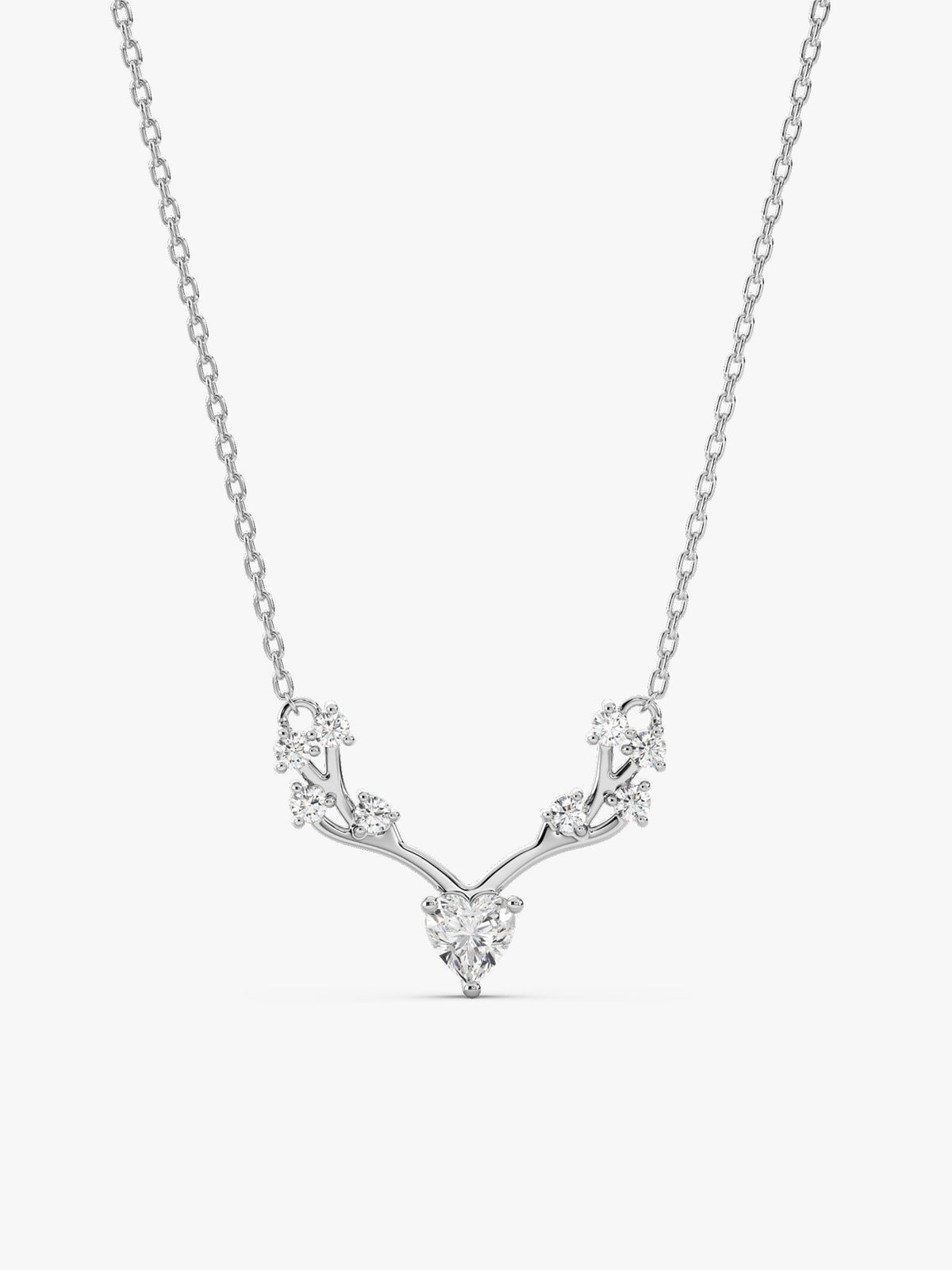 Silver Deer Heart Zircon Necklace