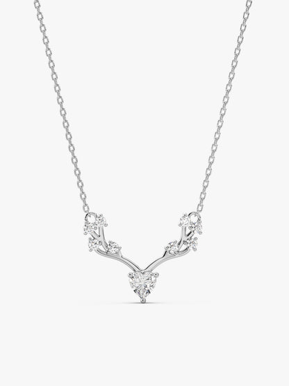 Silver Deer Heart Zircon Necklace