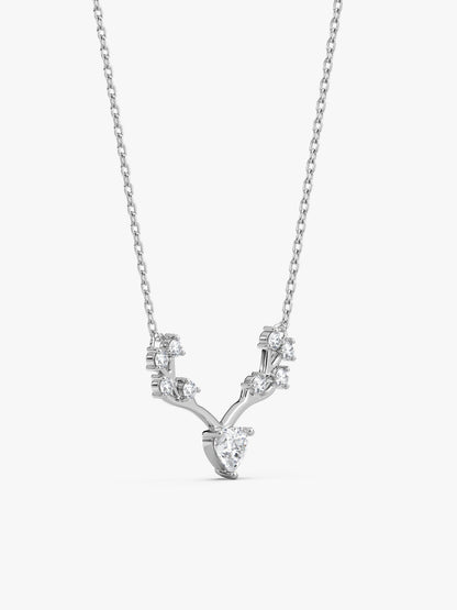 Silver Deer Heart Zircon Necklace