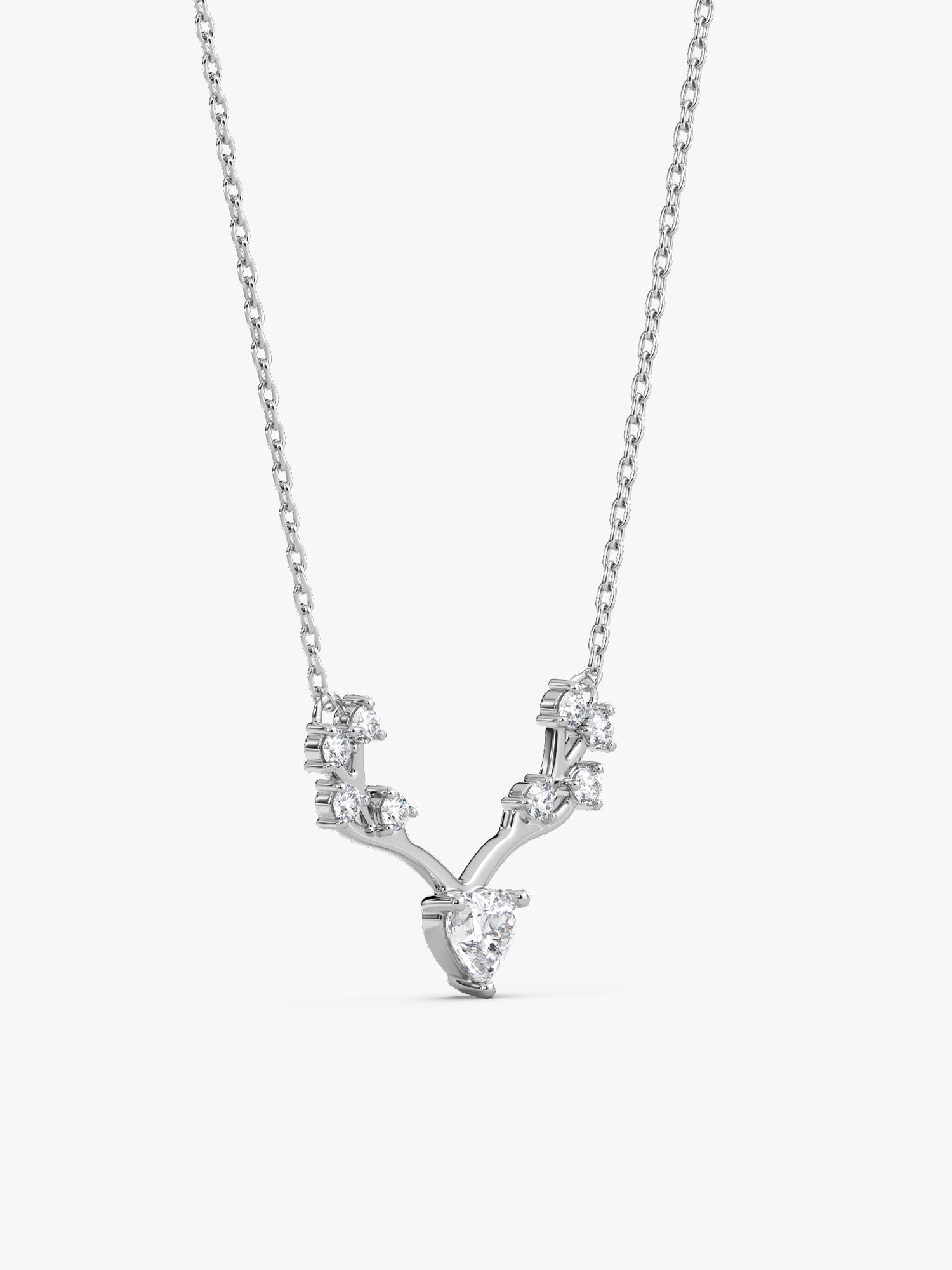 Silver Deer Heart Zircon Necklace
