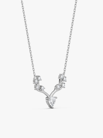 Silver Deer Heart Zircon Necklace