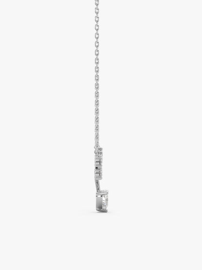 Silver Deer Heart Zircon Necklace