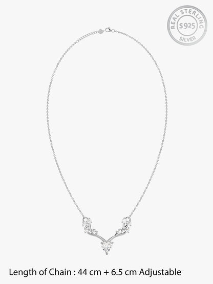 Silver Deer Heart Zircon Necklace
