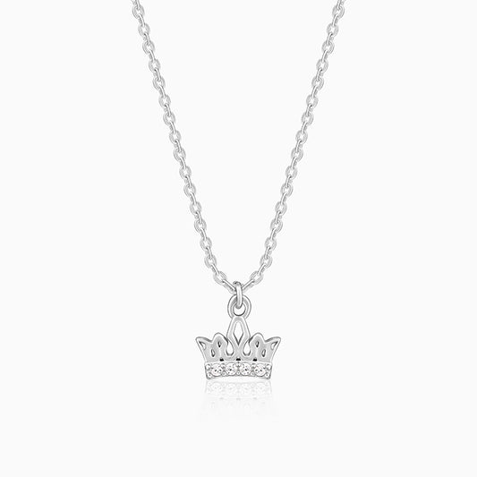 Silver Crown Delight Pendant With Link Chain