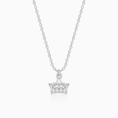 Silver Crown Delight Pendant With Link Chain