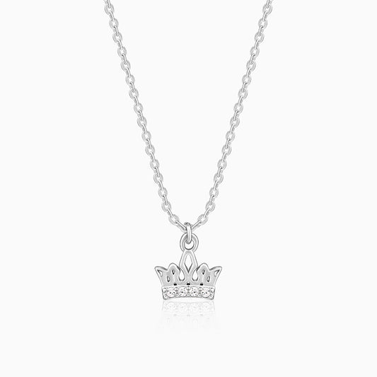 Silver Crown Delight Pendant With Link Chain
