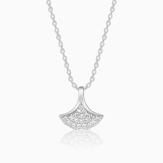 Silver Ginko Leaf Pendant With Link Chain