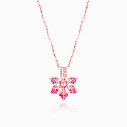 Rose Gold Rani Ebony Pendant with Link Chain