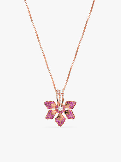 Rose Gold Rani Ebony Pendant with Link Chain