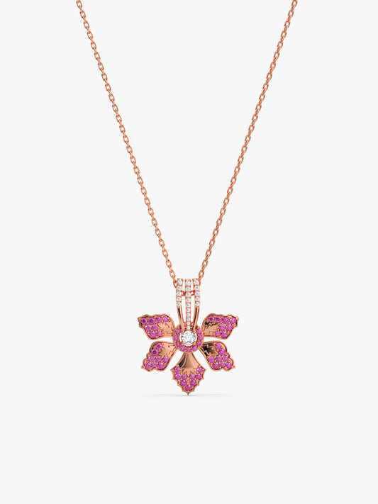 Rose Gold Rani Ebony Pendant with Link Chain