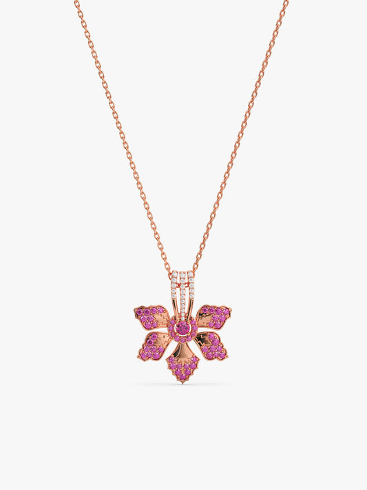 Rose Gold Rani Ebony Pendant with Link Chain