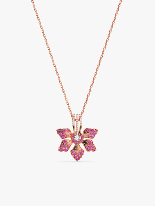 Rose Gold Rani Ebony Pendant with Link Chain