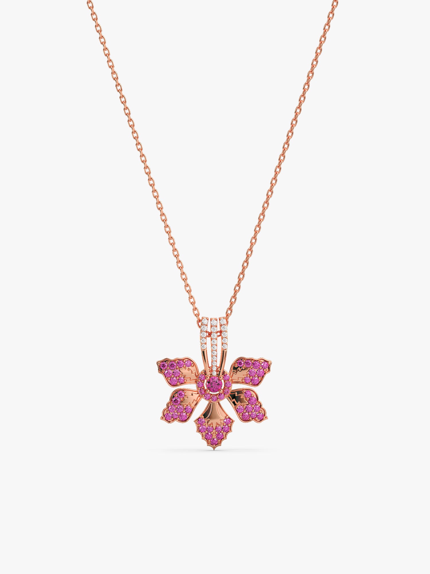 Rose Gold Rani Ebony Pendant with Link Chain