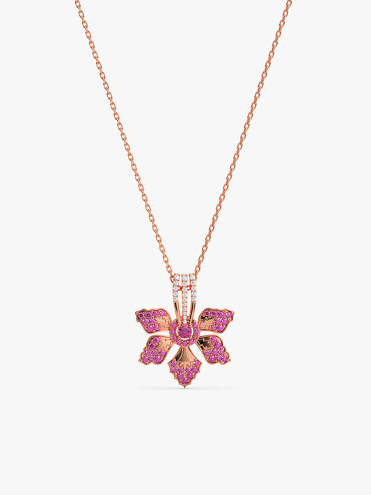 Rose Gold Rani Ebony Pendant with Link Chain