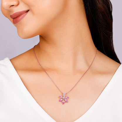 Rose Gold Rani Ebony Pendant with Link Chain