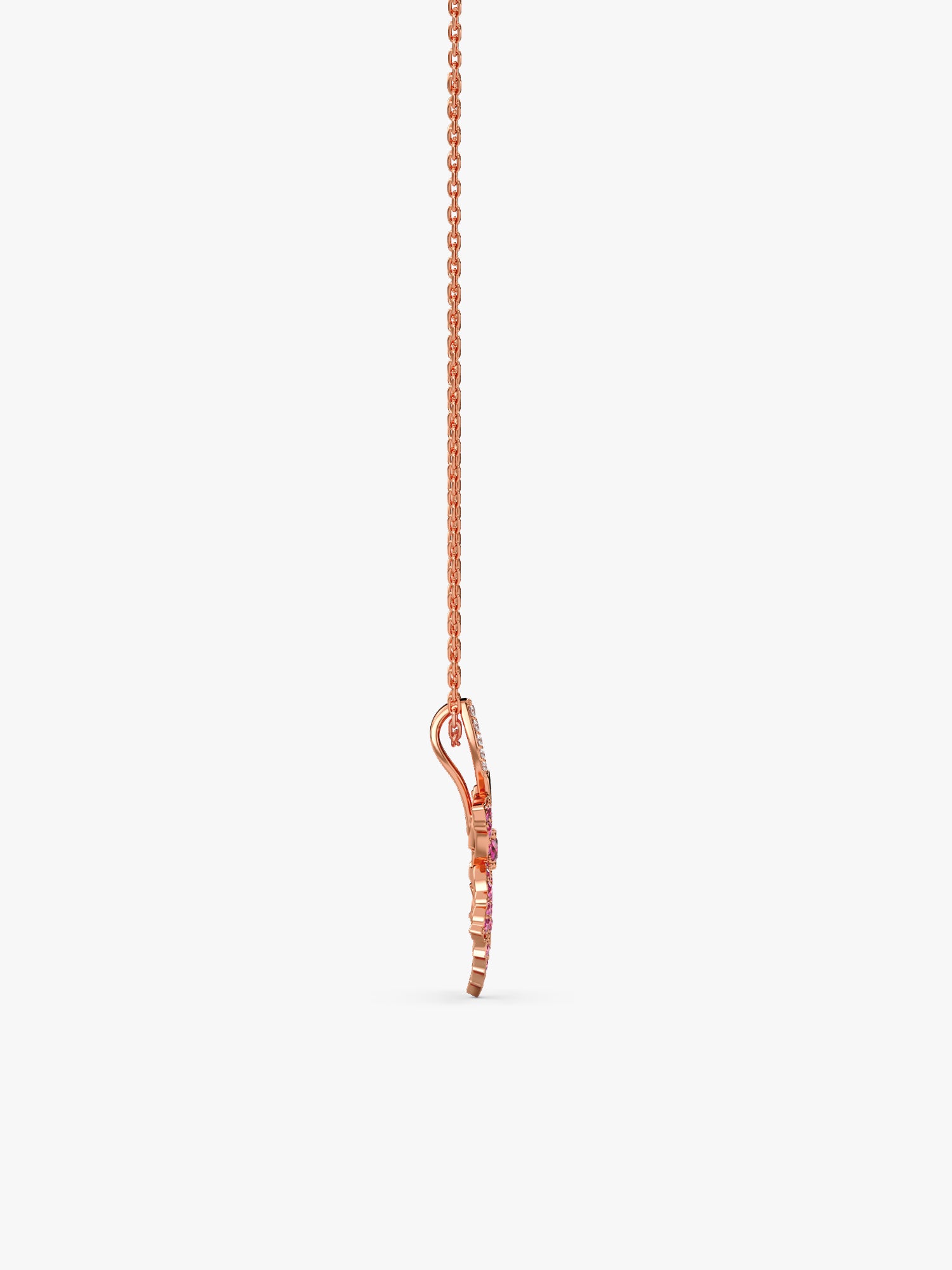 Rose Gold Rani Ebony Pendant with Link Chain
