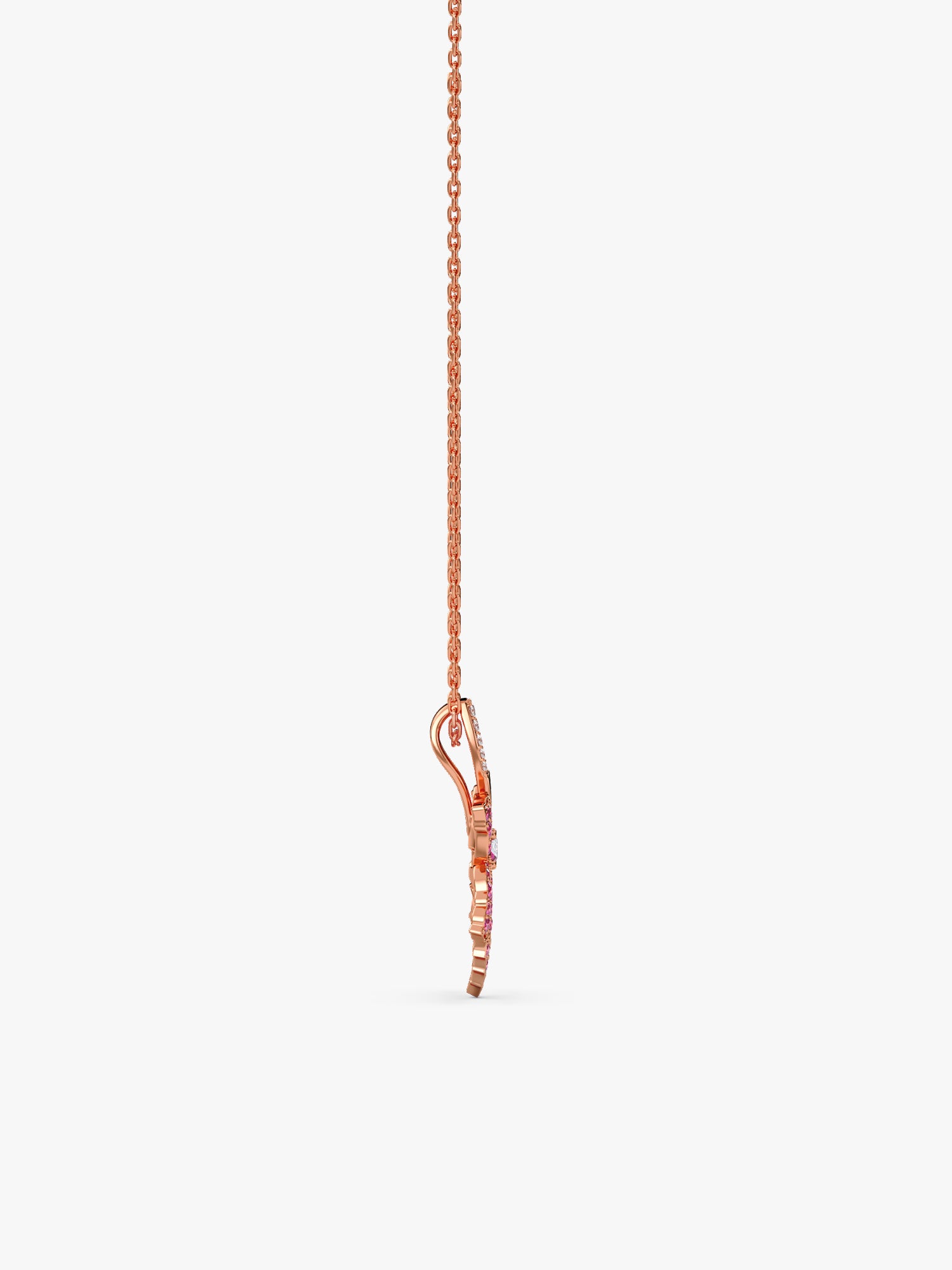 Rose Gold Rani Ebony Pendant with Link Chain