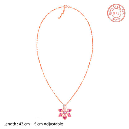 Rose Gold Rani Ebony Pendant with Link Chain