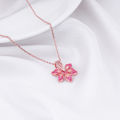 Rose Gold Rani Ebony Pendant with Link Chain