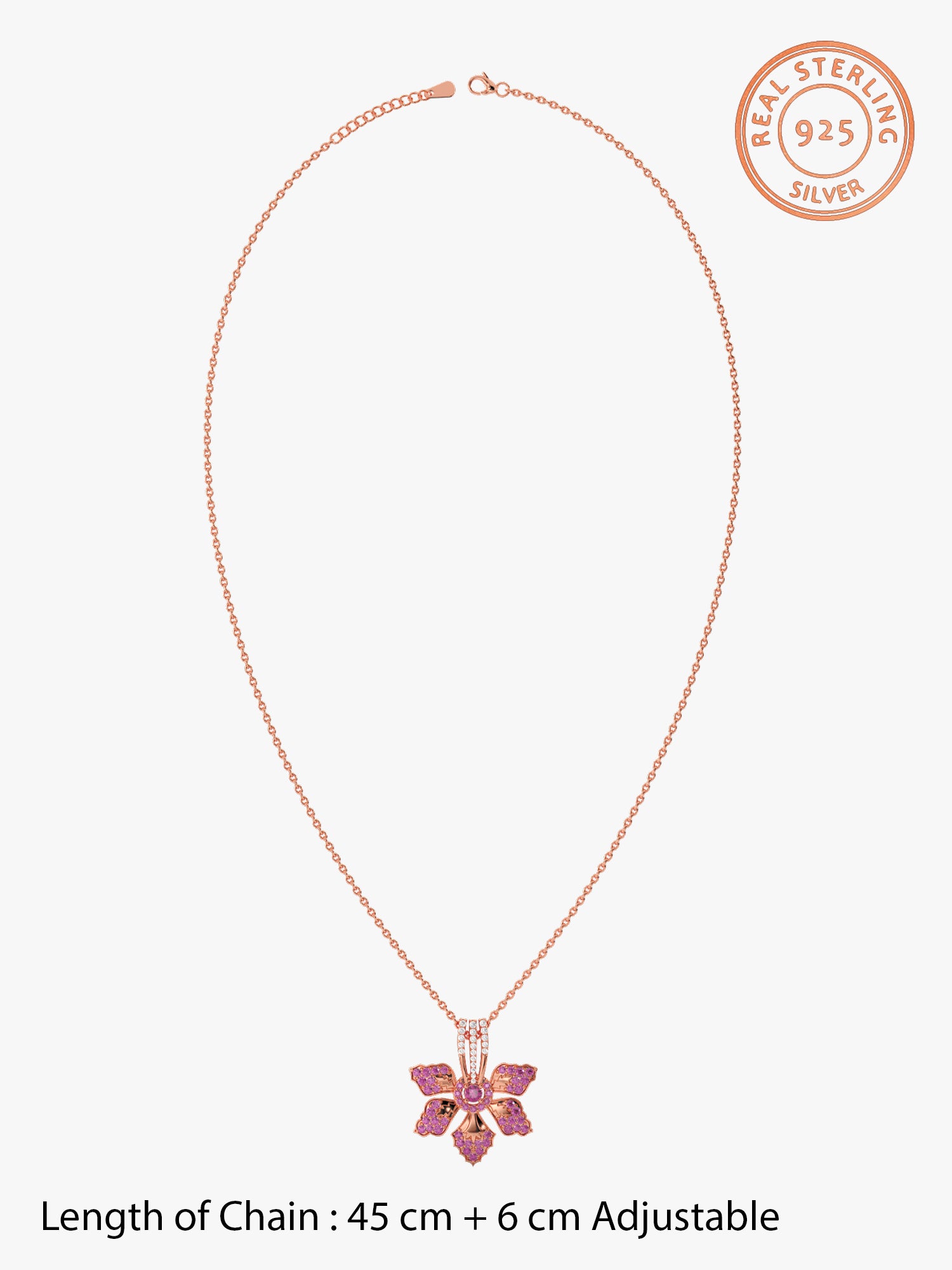 Rose Gold Rani Ebony Pendant with Link Chain