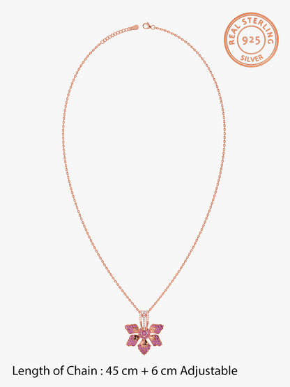 Rose Gold Rani Ebony Pendant with Link Chain