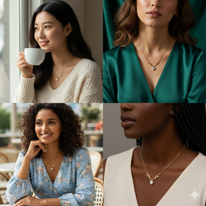 Golden Deer Heart Necklace