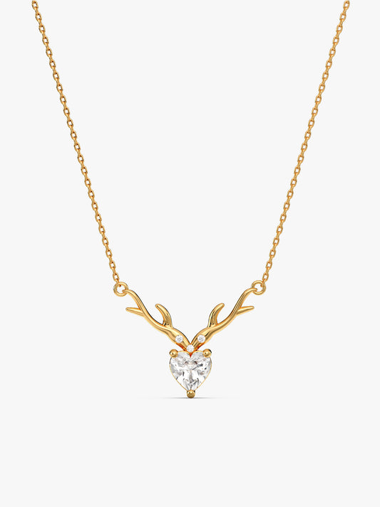 Golden Deer Heart Necklace