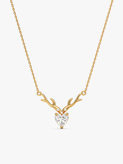 Golden Deer Heart Necklace