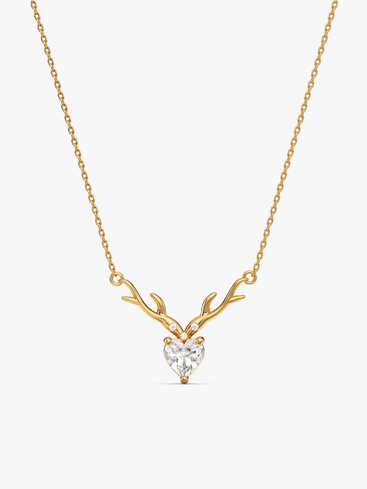 Golden Deer Heart Necklace