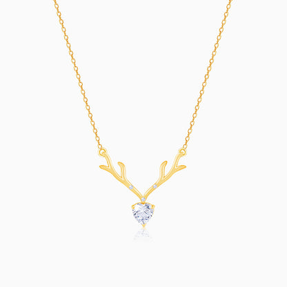 Golden Deer Heart Necklace