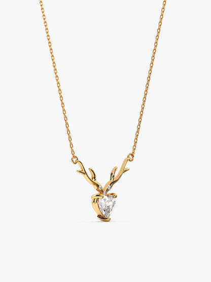 Golden Deer Heart Necklace