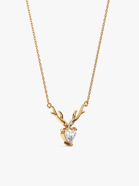 Golden Deer Heart Necklace