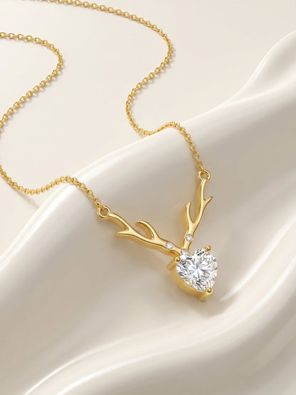 Golden Deer Heart Necklace