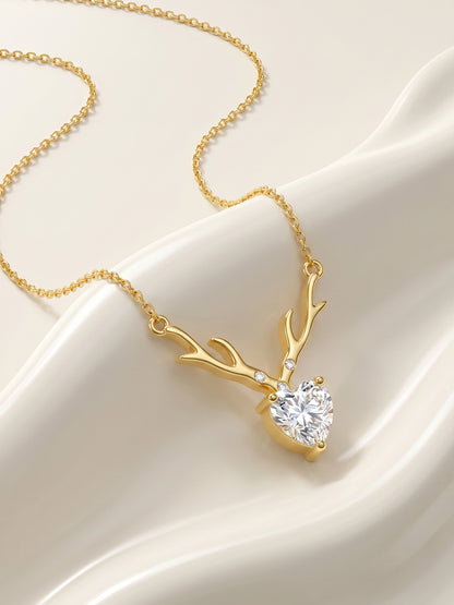 Golden Deer Heart Necklace