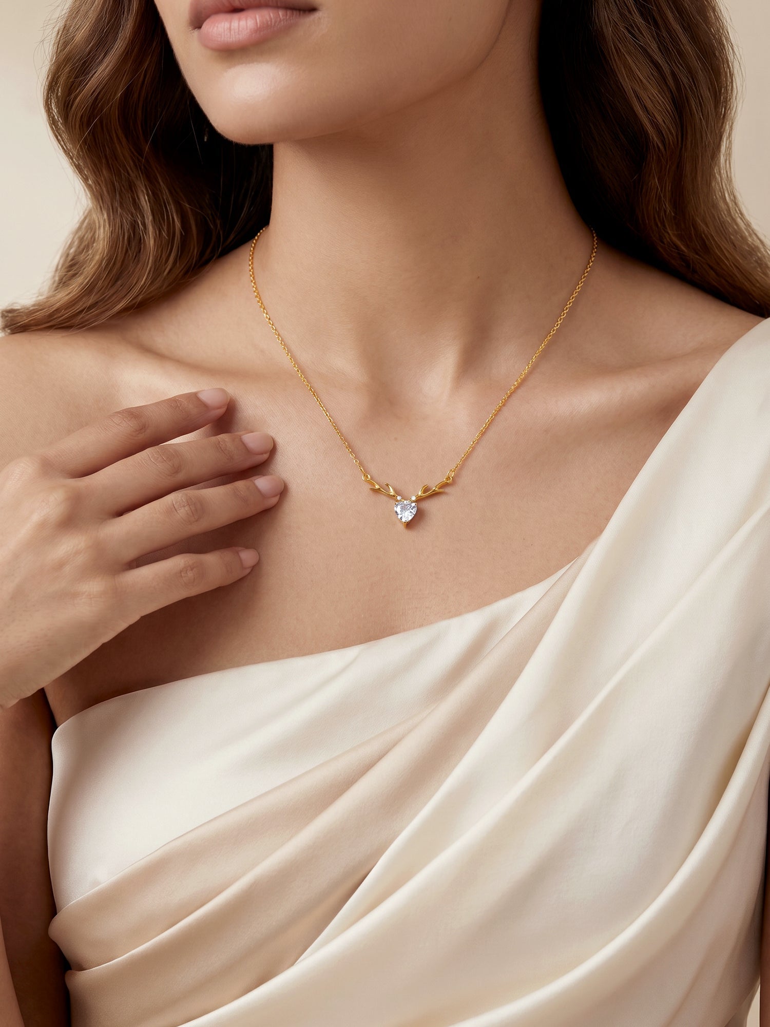 Golden Deer Heart Necklace