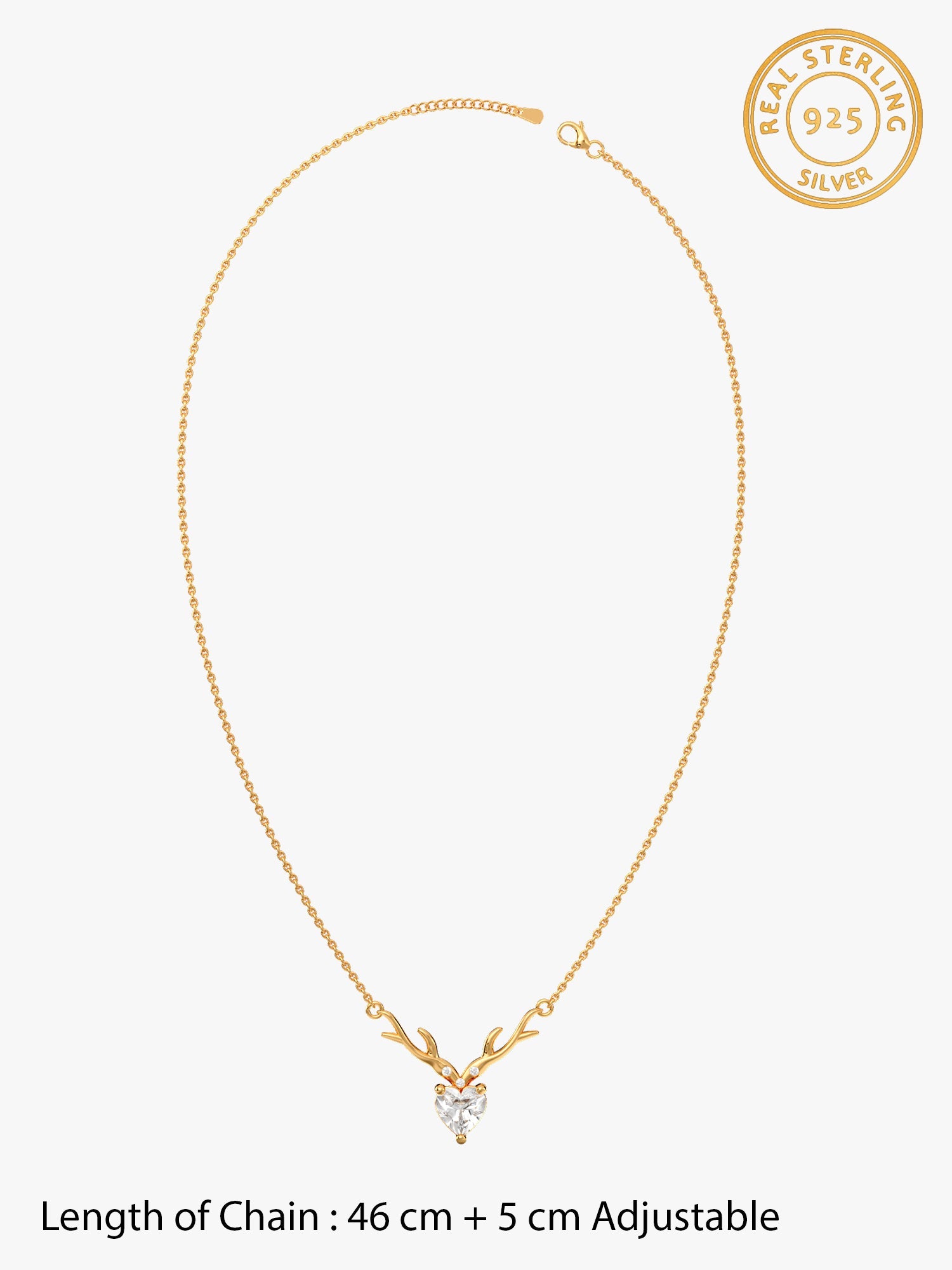 Golden Deer Heart Necklace