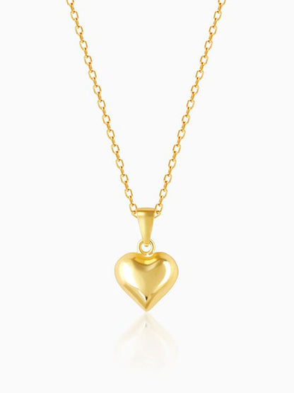 Golden Classic Heart Pendant with Link Chain
