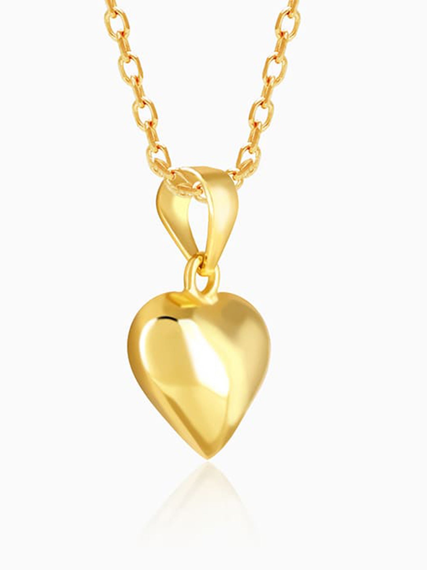 Golden Classic Heart Pendant with Link Chain
