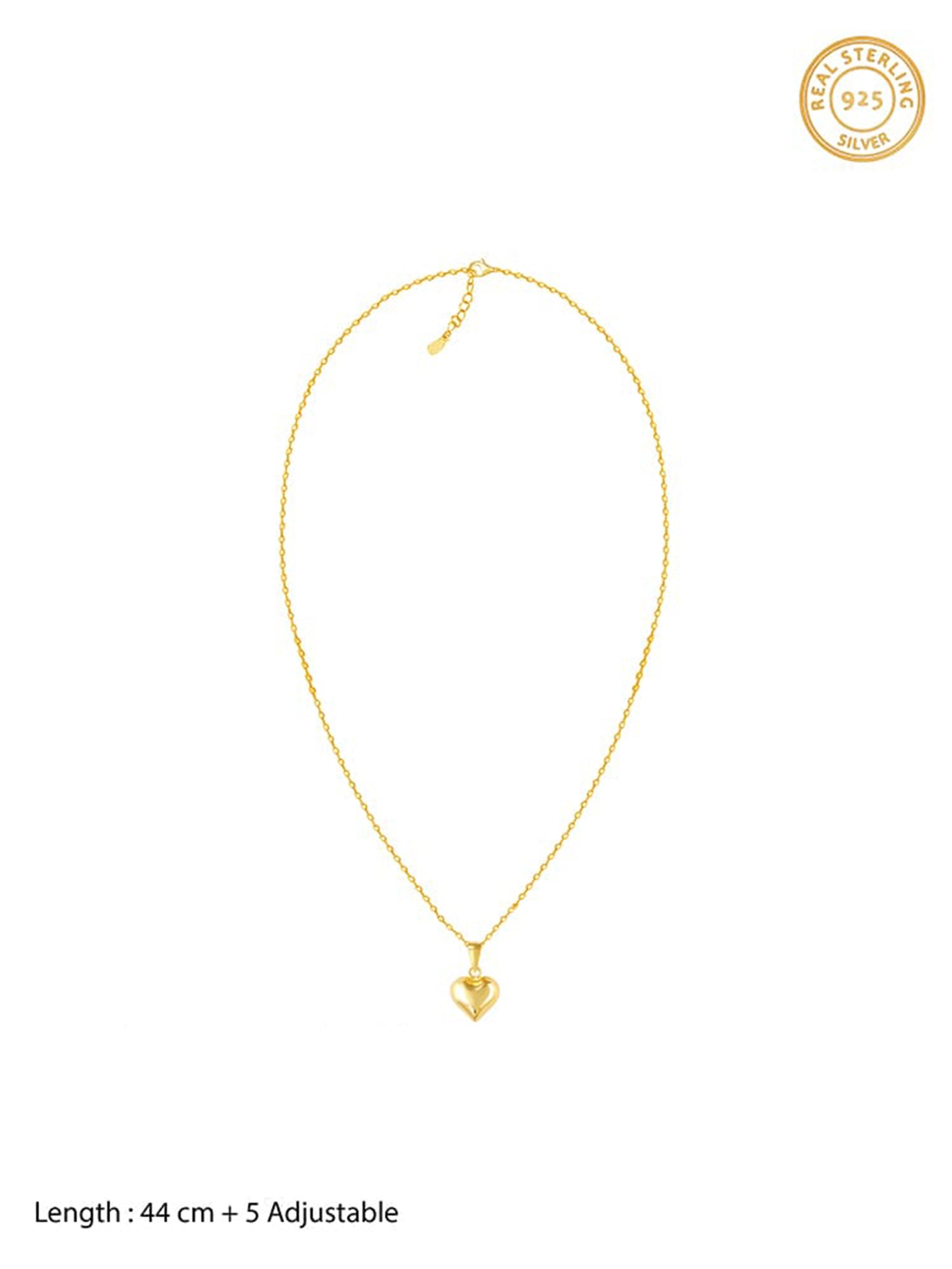 Golden Classic Heart Pendant with Link Chain
