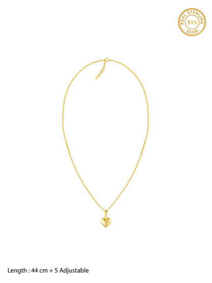 Golden Classic Heart Pendant with Link Chain