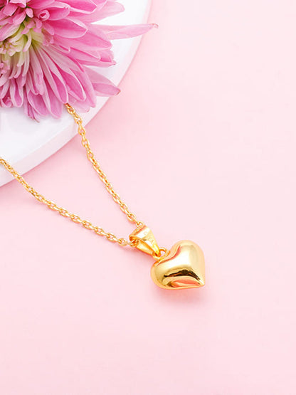 Golden Classic Heart Pendant with Link Chain