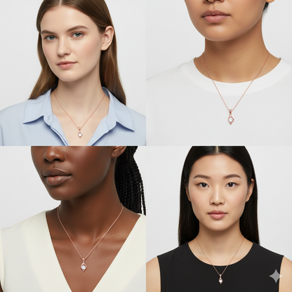 Rose Gold Falling Dew Pendant With Link Chain