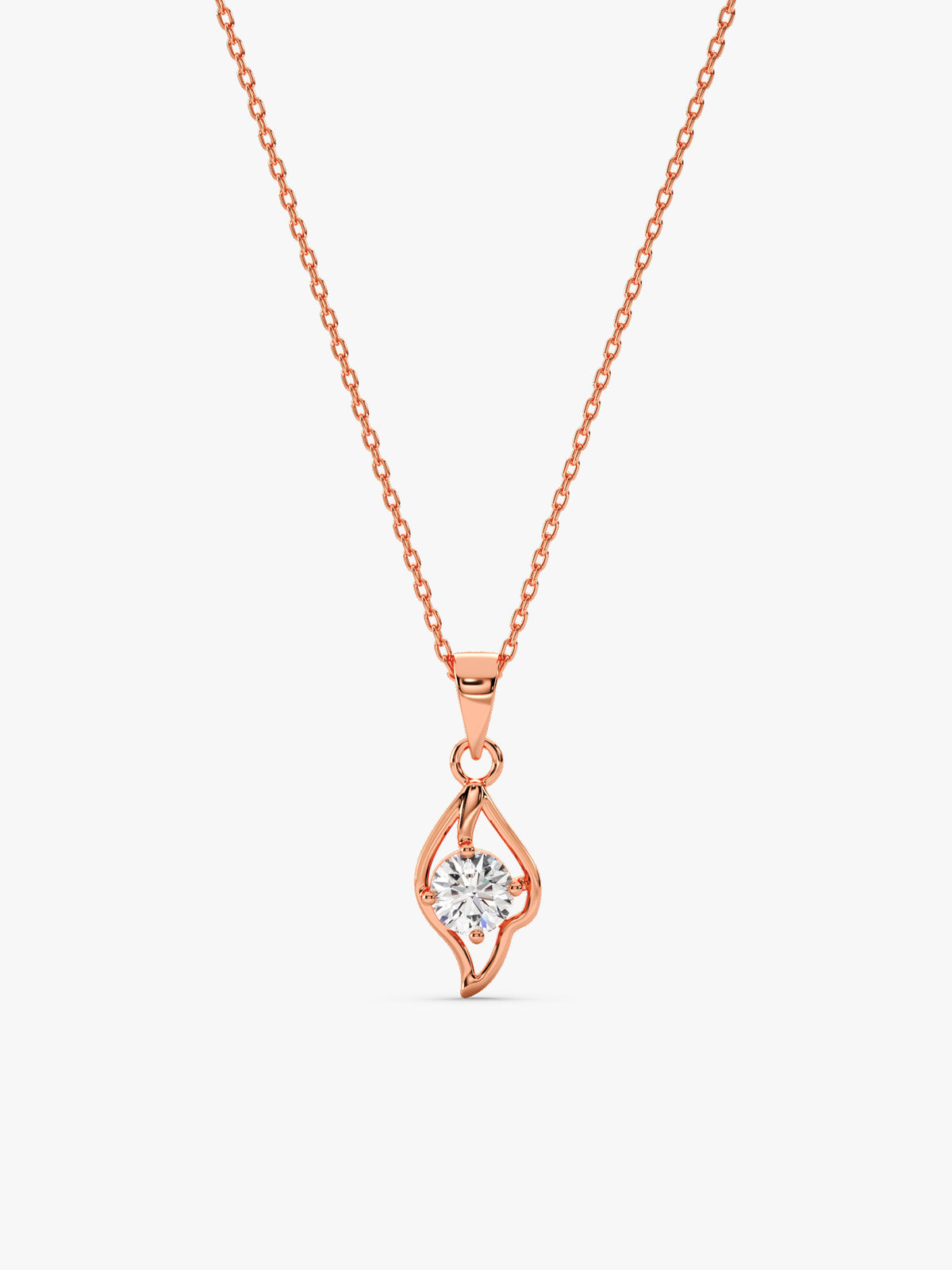 Rose Gold Falling Dew Pendant With Link Chain