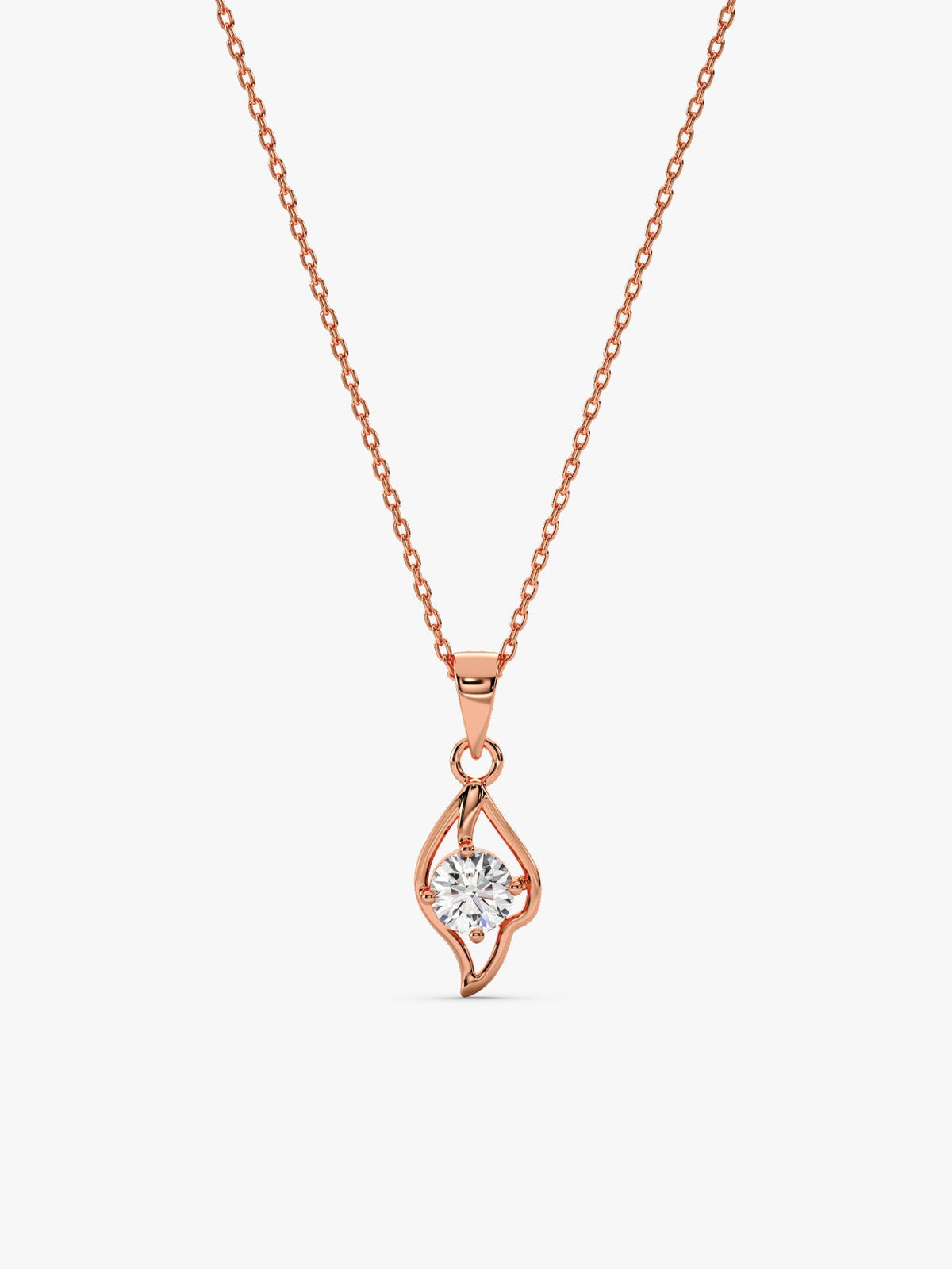 Rose Gold Falling Dew Pendant With Link Chain