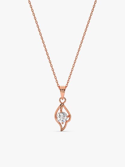Rose Gold Falling Dew Pendant With Link Chain