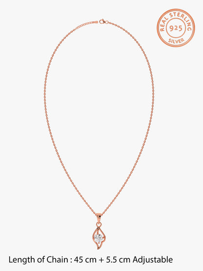 Rose Gold Falling Dew Pendant With Link Chain