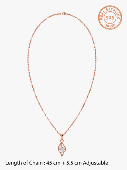 Rose Gold Falling Dew Pendant With Link Chain