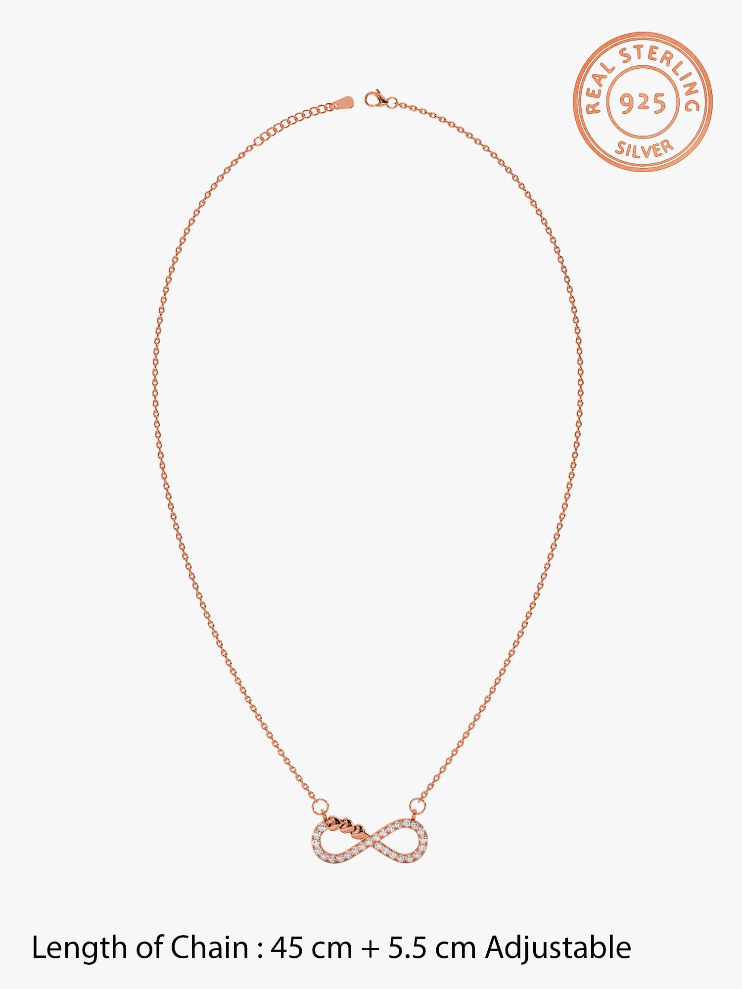 Rose Gold Infinity Heart Necklace